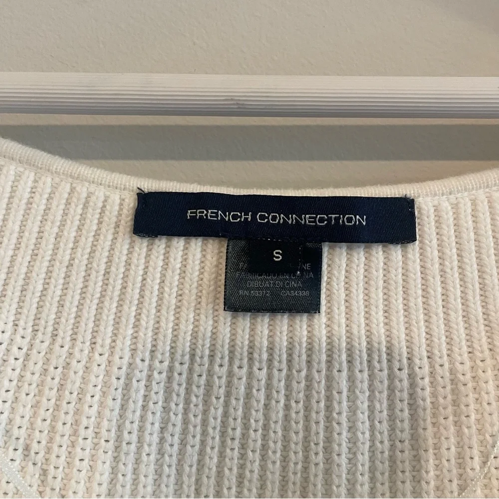 FRENCH CONNECTION Juliet Mozart Caballo Puff Sleeve Crop Sweater White Small - Picture 5 of 10